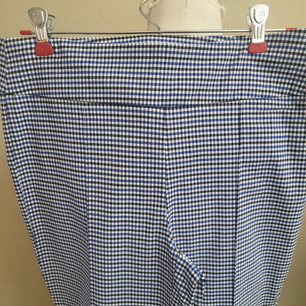 Jules & Leopold Blue and White Gingham Straight-Leg Pants